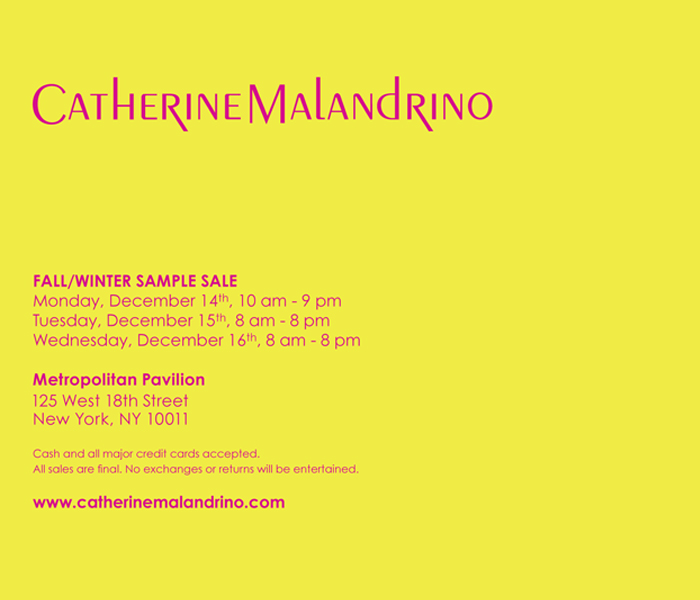 Sample Sale Alert: Catherine Malandrino Fall/Winter Sample Sale